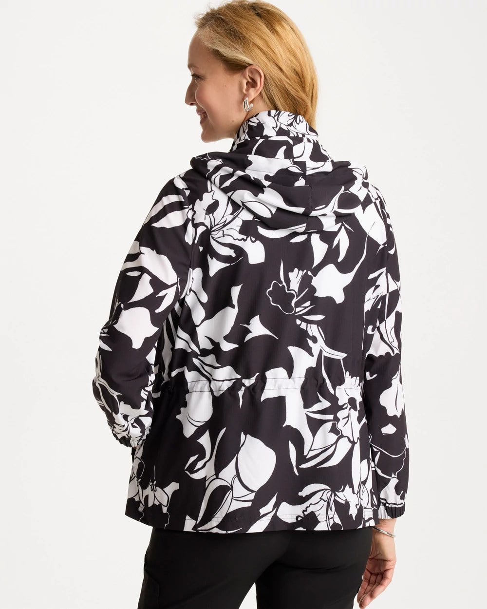 Chico's Special Offer - Zenergy® Ripstop Floral Nights Anorak Jacket Black