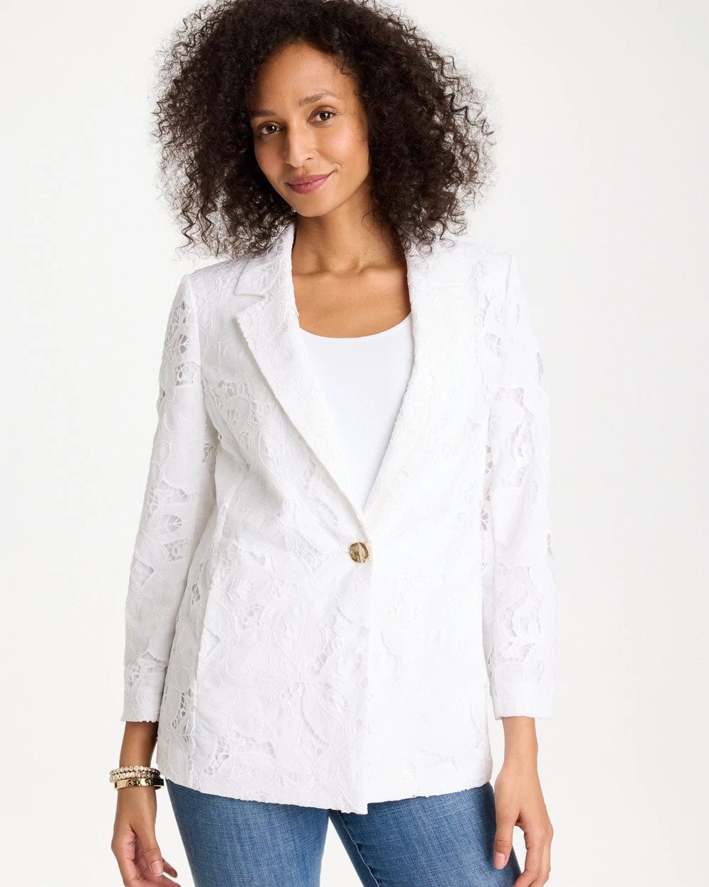 Chico's Special Offer - Classic Lace Blazer Alabaster