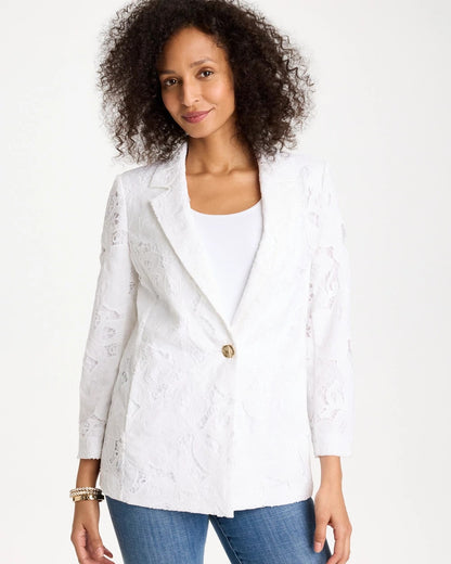 Chico's Special Offer - Classic Lace Blazer Alabaster