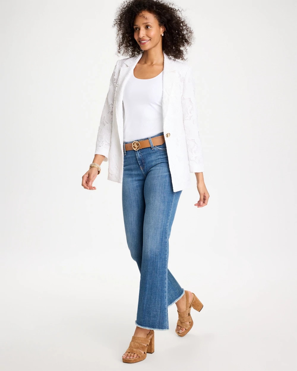 Chico's Special Offer - Classic Lace Blazer Alabaster