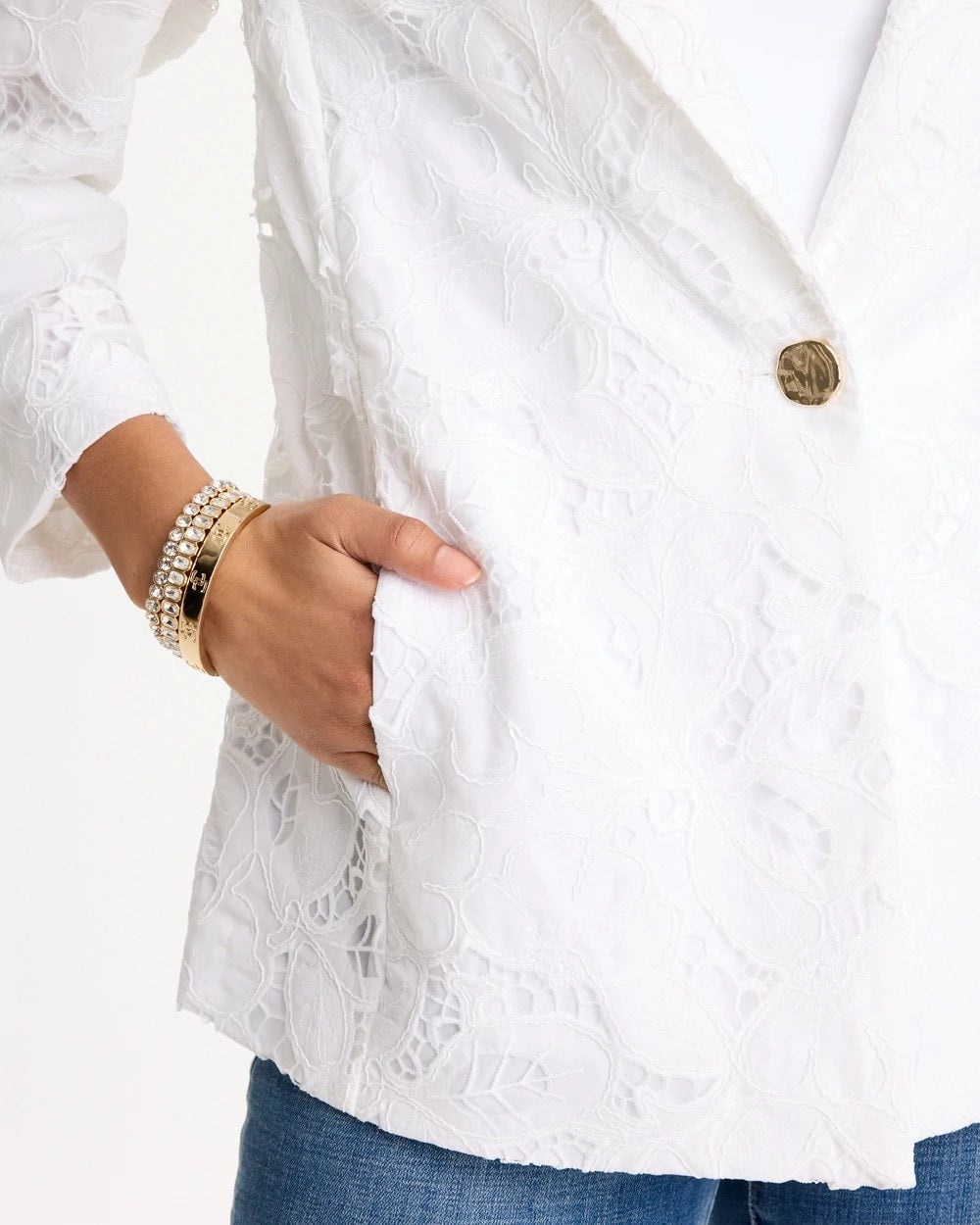 Chico's Special Offer - Classic Lace Blazer Alabaster