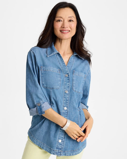 Chico's Best Seller - Denim Cinch Waist Jacket Burano Indigo