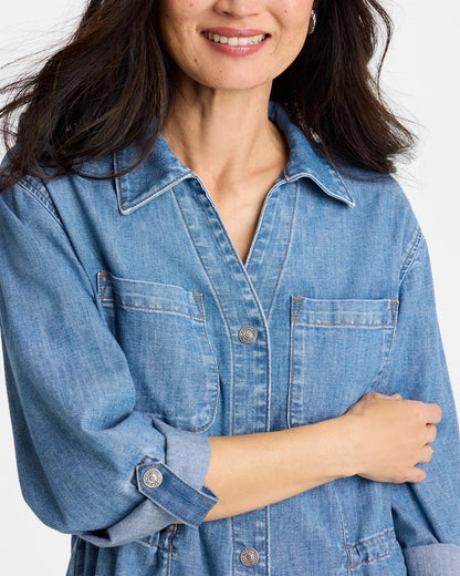 Chico's Best Seller - Denim Cinch Waist Jacket Burano Indigo
