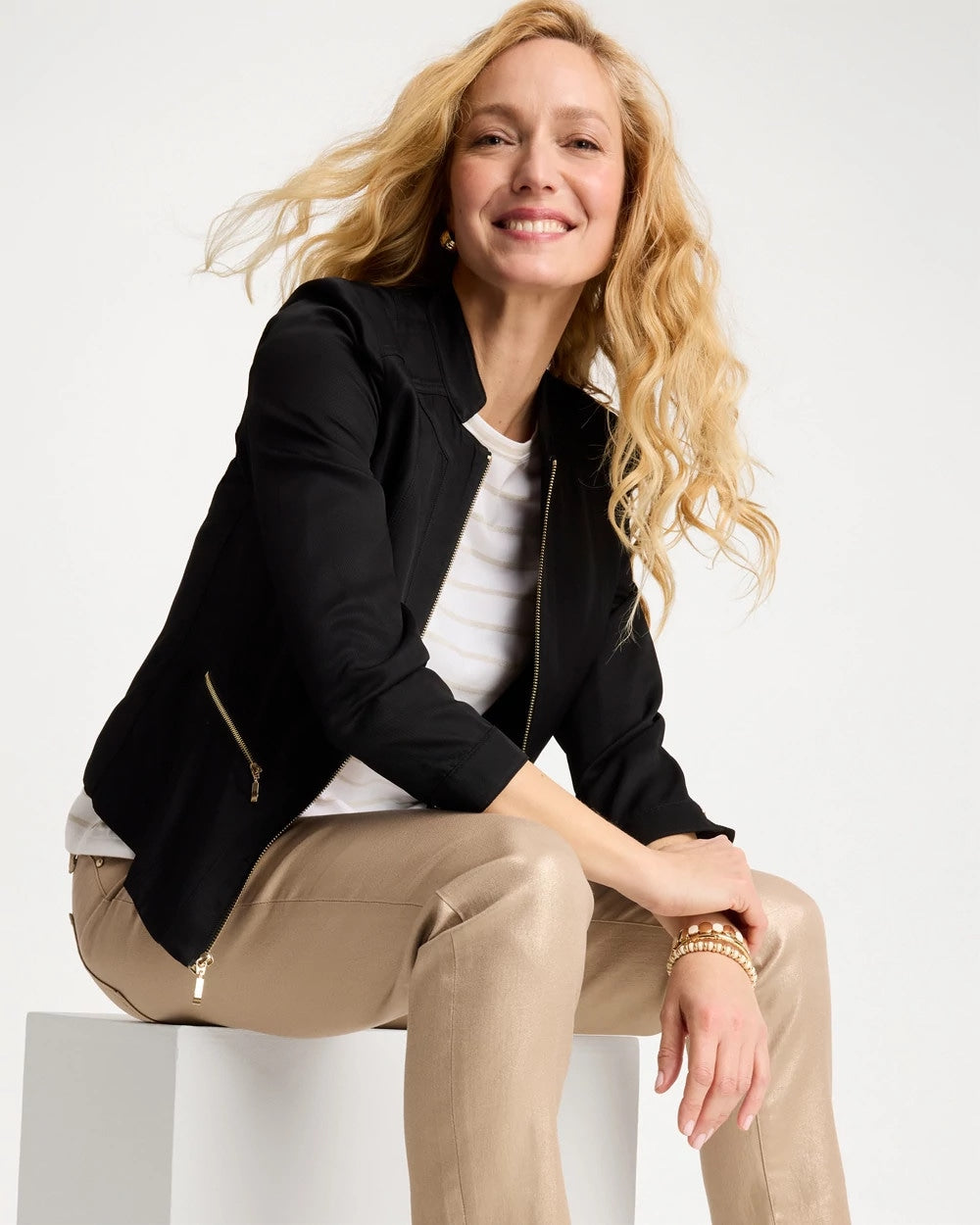 Chico's Special Offer - Textured Shine Jacket Black