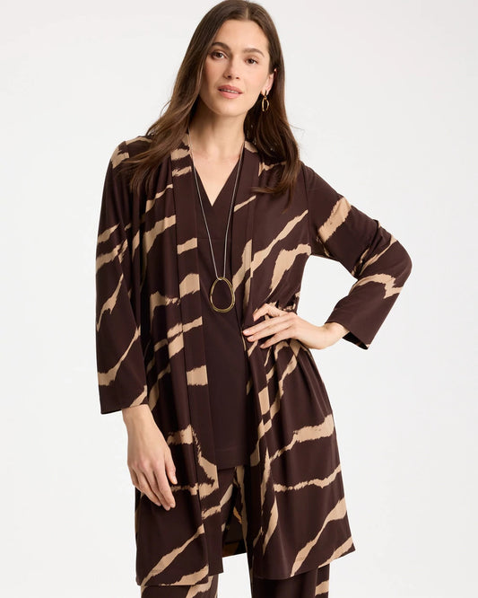 Chico's Signature - Travelers™ Knit Animal Print Duster Cardigan Cocoa Bean