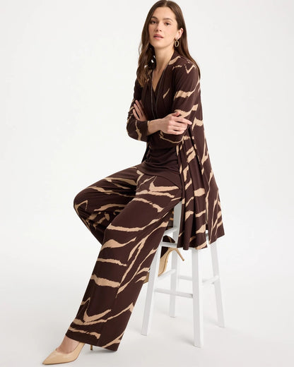 Chico's Signature - Travelers™ Knit Animal Print Duster Cardigan Cocoa Bean