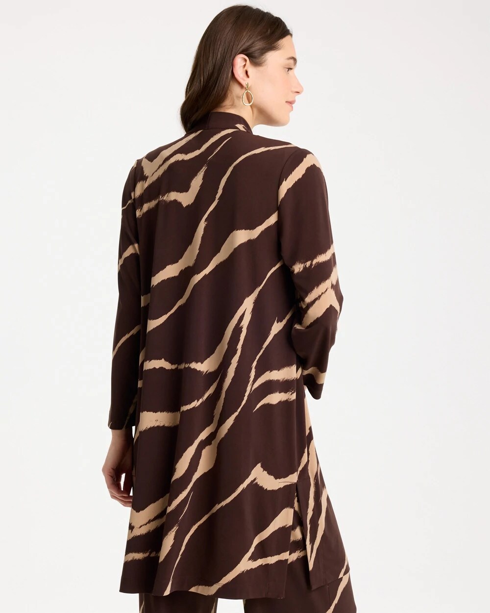 Chico's Signature - Travelers™ Knit Animal Print Duster Cardigan Cocoa Bean