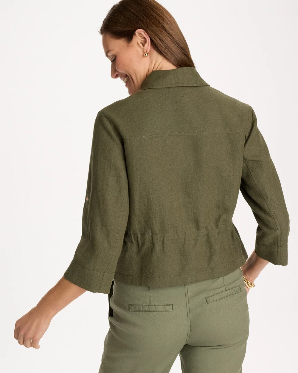 Chico's Signature - Linen Cargo Jacket Olive