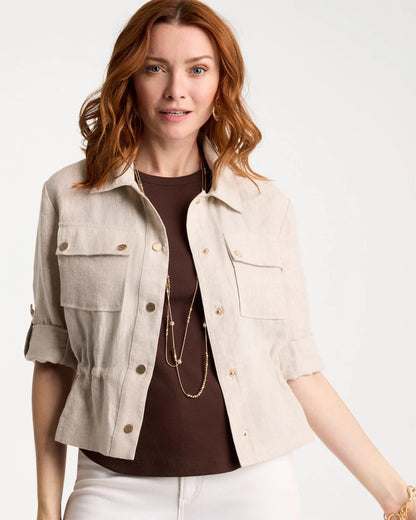 Chico's Everyday - Linen Cargo Jacket Oatmeal