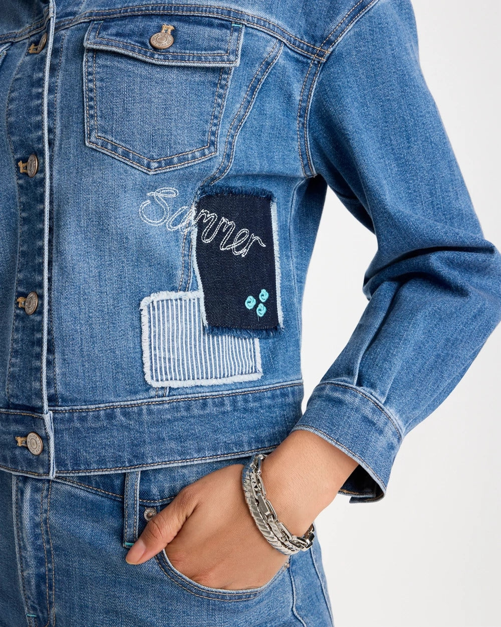 Chico's Customer Favorite - Denim Parrot Pocket Jacket Underwater Indigo