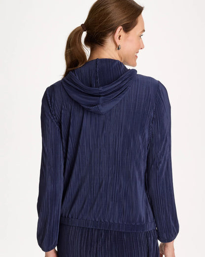 Chico's Special Offer - Zenergy® Micro Plisse Hooded Jacket Passport Blue