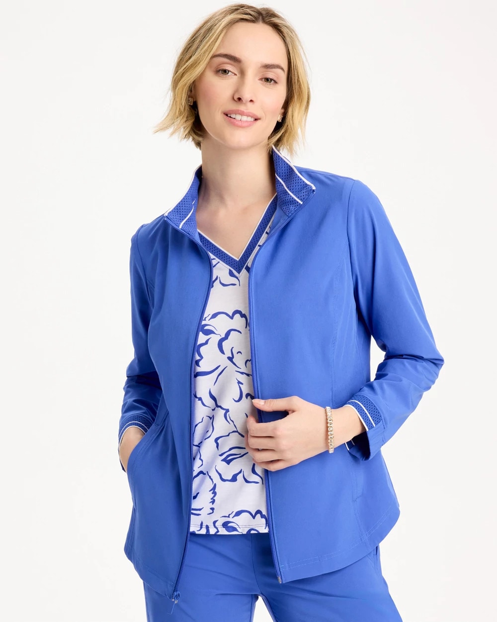 Chico's Hot Sale - Zenergy® UPF Mesh Trim Jacket Amparo Blue