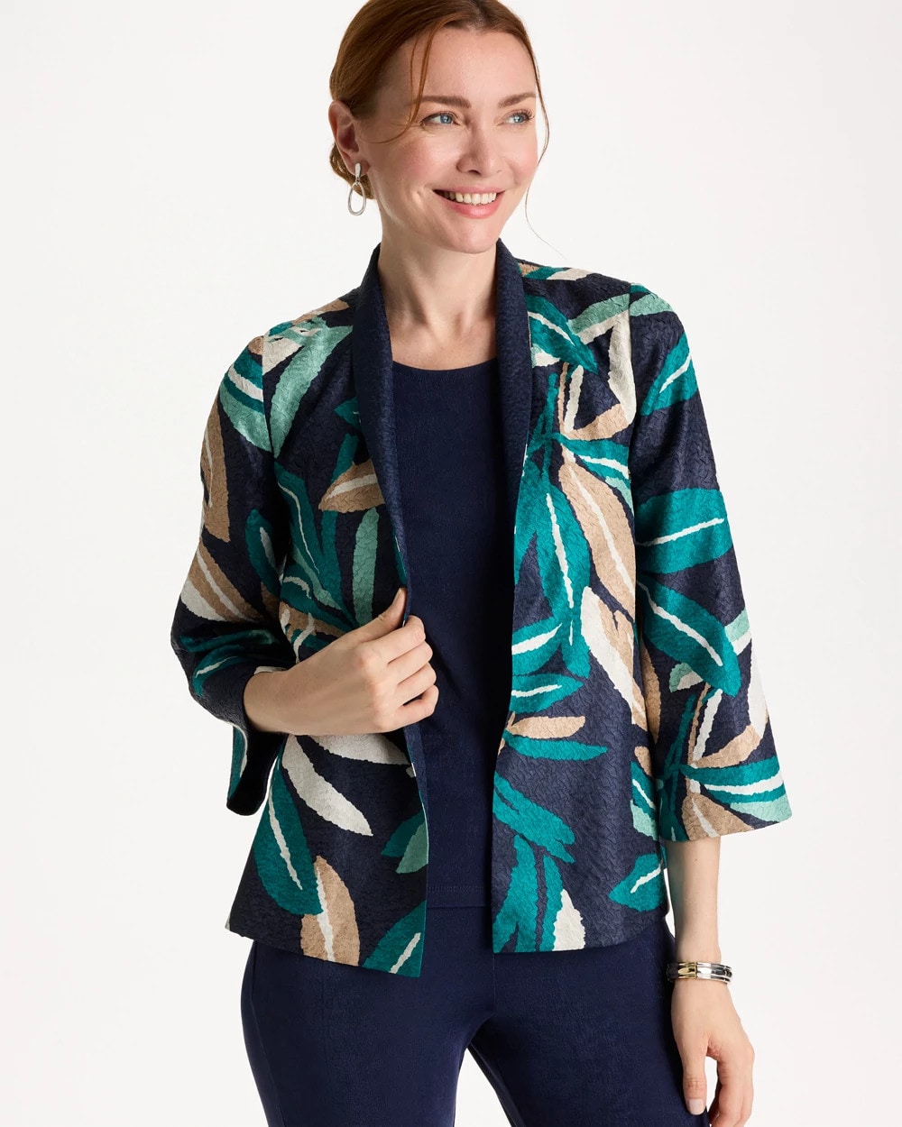 Chico's Quality - Travelers™ Collection Palm Crushed Jacket Kings Navy