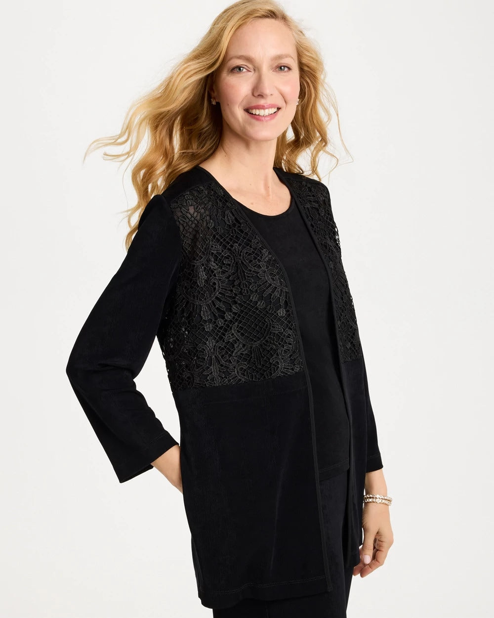 Chico's Premium - Travelers™ Collection Lace Jacket Travelers Black