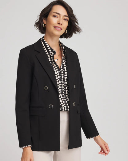 Chico's Signature - Ponte Double-Breasted Knit Blazer Black