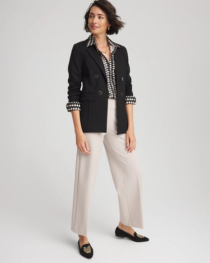 Chico's Signature - Ponte Double-Breasted Knit Blazer Black