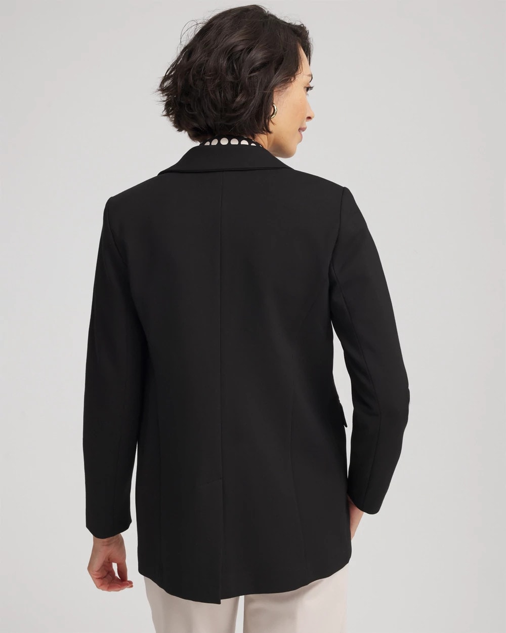 Chico's Signature - Ponte Double-Breasted Knit Blazer Black