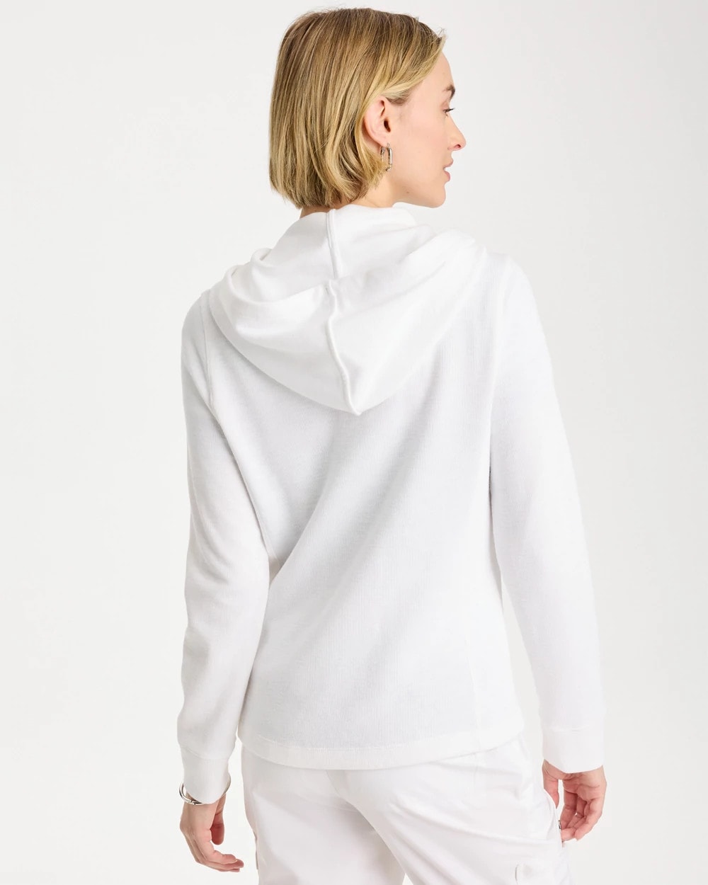Chico's Great Value - Zenergy® Beach Slub Zip-Front Hoodie Alabaster