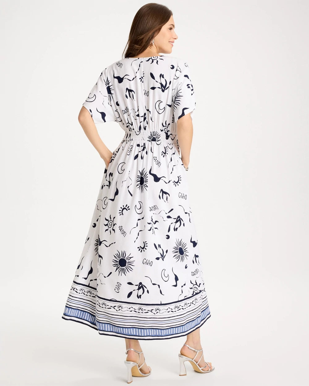 Chico's Trending - Slub Flutter-Sleeve Vacation Dress Passport Blue