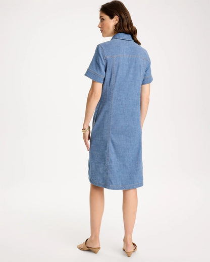 Chico's Featured - Soft-Stretch Hemp Denim Shirtdress Palm Isle Indigo