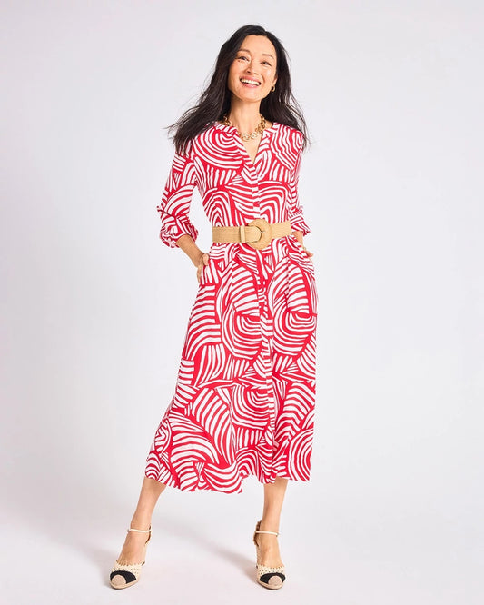 Chico's Great Value - Printed Midi Shirt Dress Cherry Lush