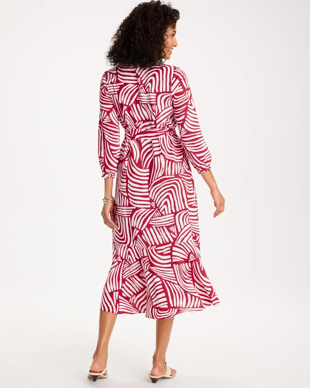 Chico's Great Value - Printed Midi Shirt Dress Cherry Lush