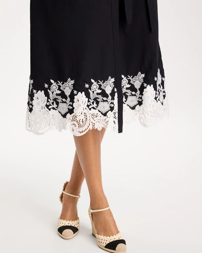 Chico's Best Seller - Cotton Lace Trim Shirtdress Black