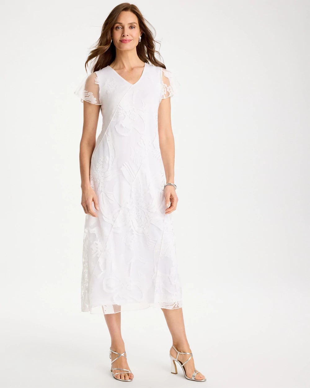 Chico's Smart Buy - Knit Burnout Floral Dress Alabaster