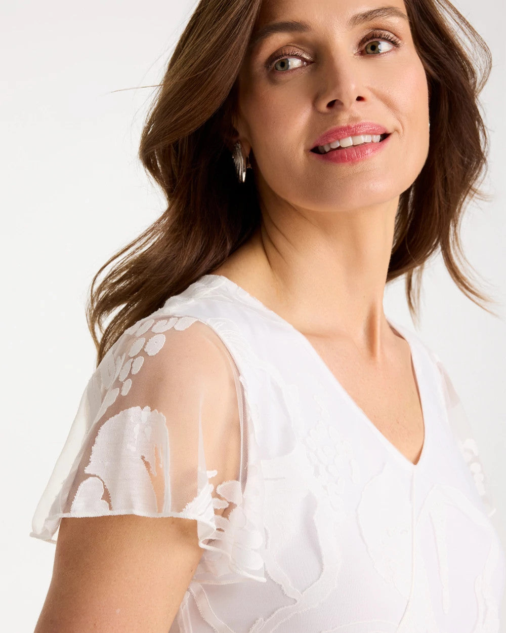 Chico's Smart Buy - Knit Burnout Floral Dress Alabaster