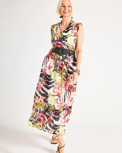Chico's Trending - Crinkle Chiffon Animal Print Dress Black