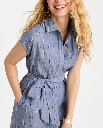 Chico's Trusted - Clip Jacquard Denim Shirtdress Blue