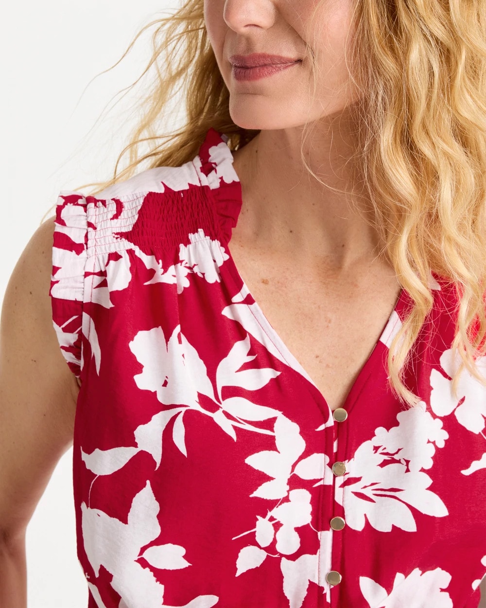 Chico's Everyday - Smocked Floral Maxi Dress Cherry Lush
