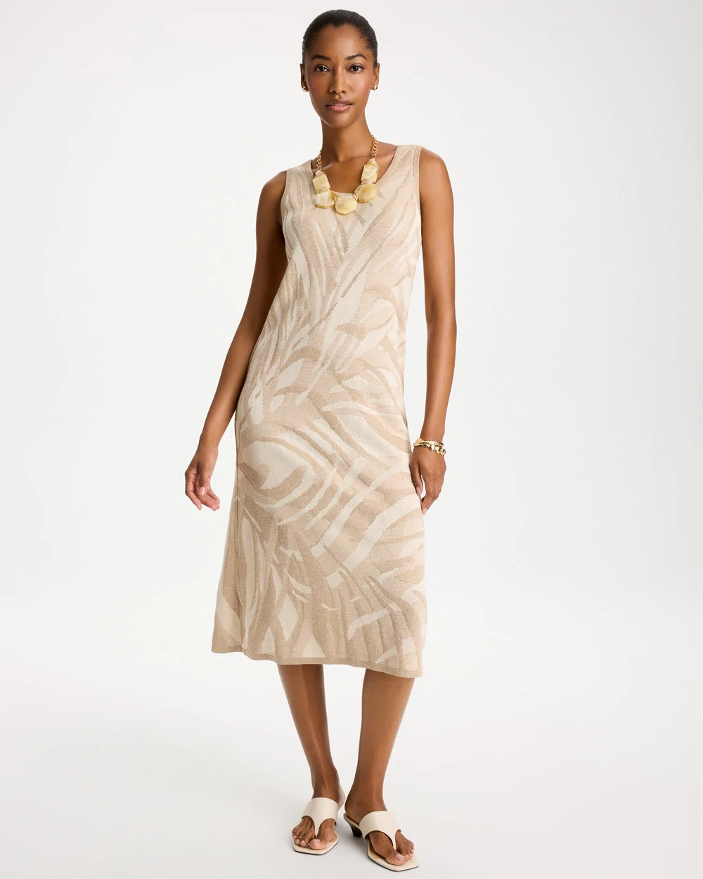Chico's Deals - Knit Printed Sweater Dress Gold