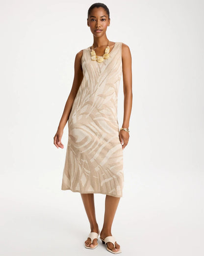 Chico's Deals - Knit Printed Sweater Dress Gold