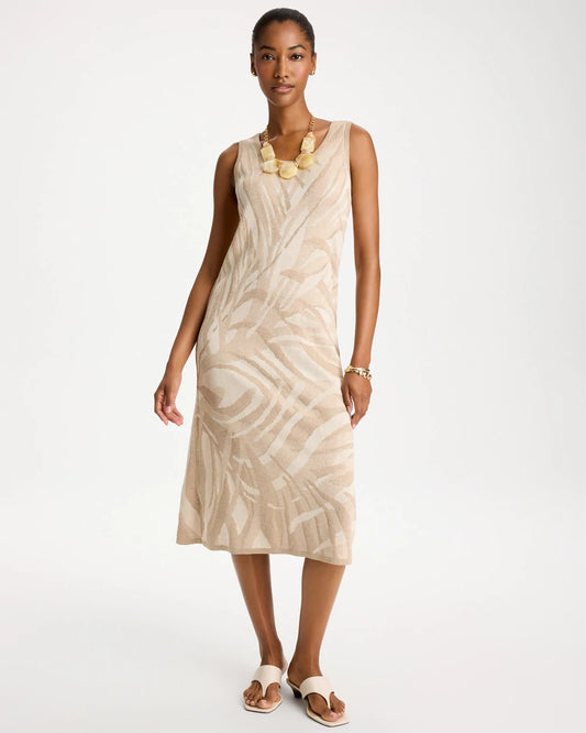 Chico's Deals - Knit Printed Sweater Dress Gold