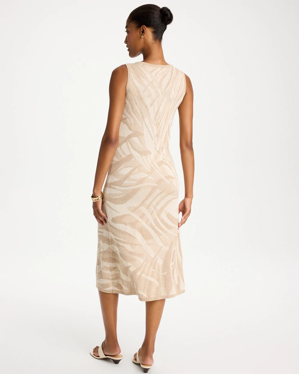 Chico's Deals - Knit Printed Sweater Dress Gold