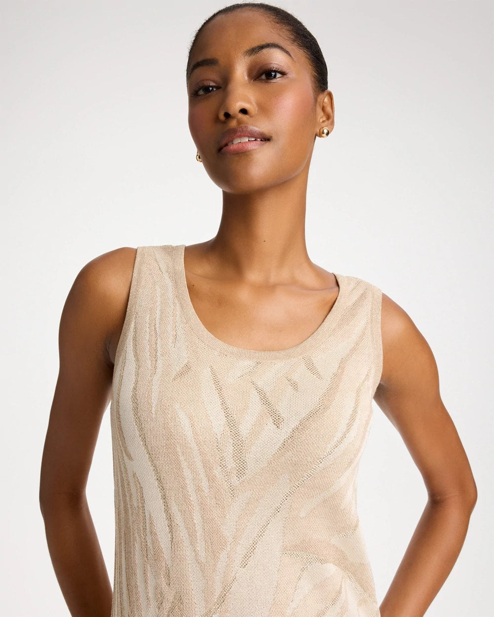 Chico's Deals - Knit Printed Sweater Dress Gold