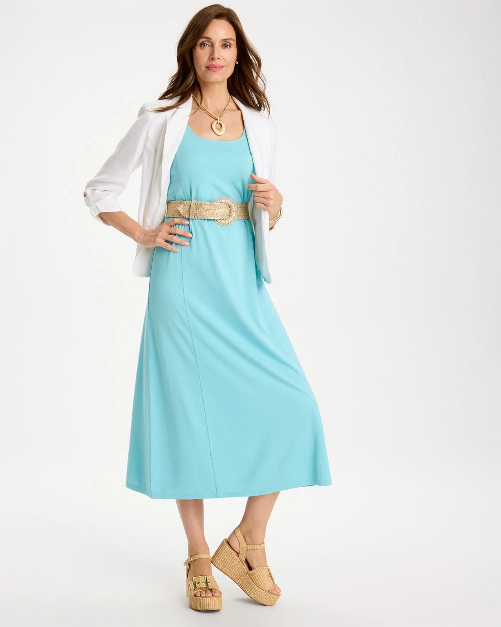 Chico's Classic - Ponte Seamed Maxi Dress Bondi Blue