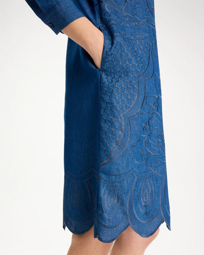 Chico's Sale - Denim Embroidered Dress Indigo