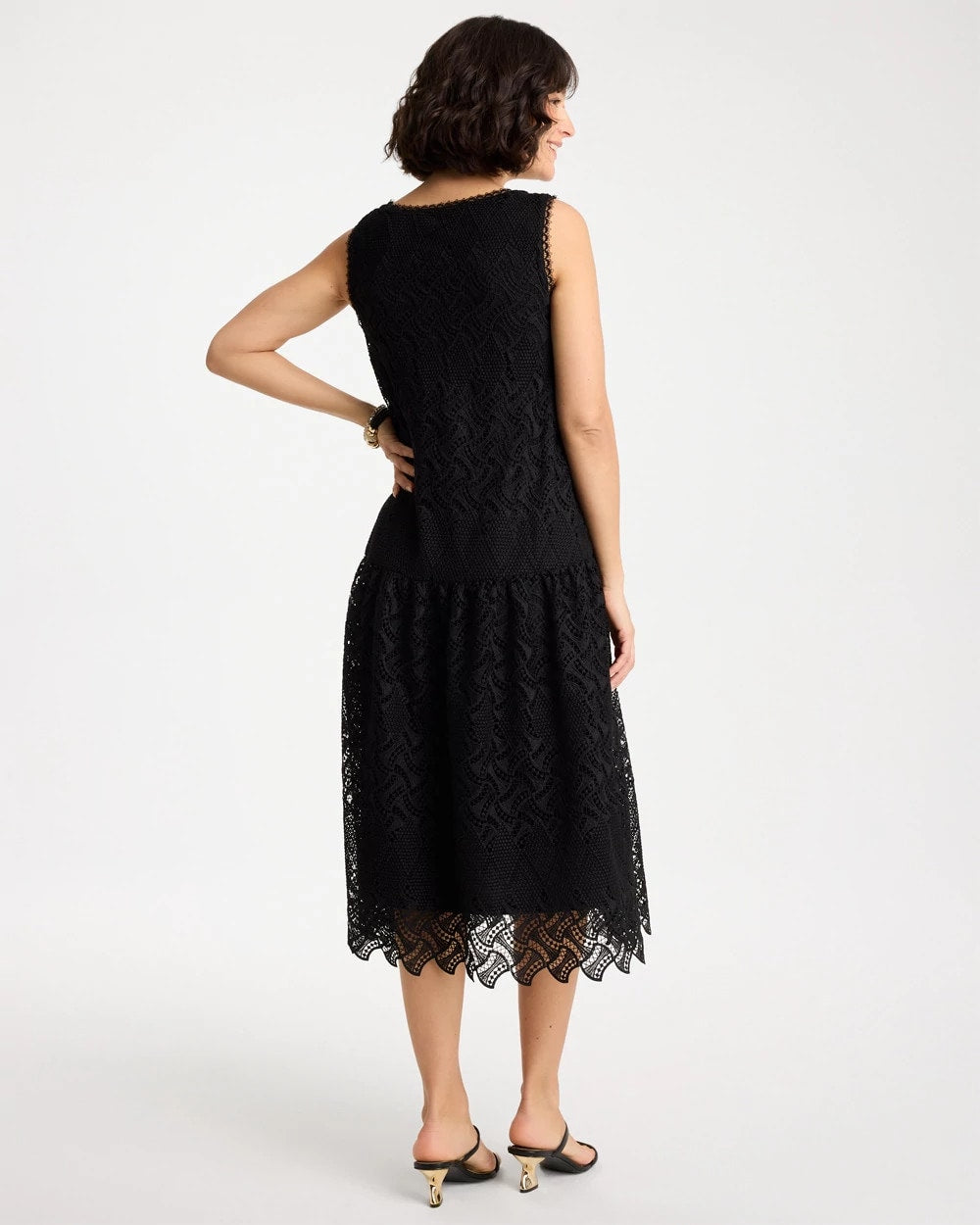 Chico's Best Seller - Embroidered Lace Sleeveless Dress Black