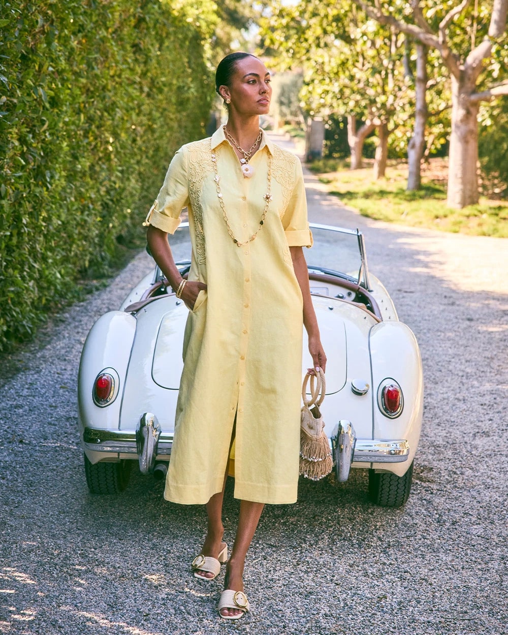 Chico's Value - Embellished Linen-Cotton Shirtdress Golden Haze