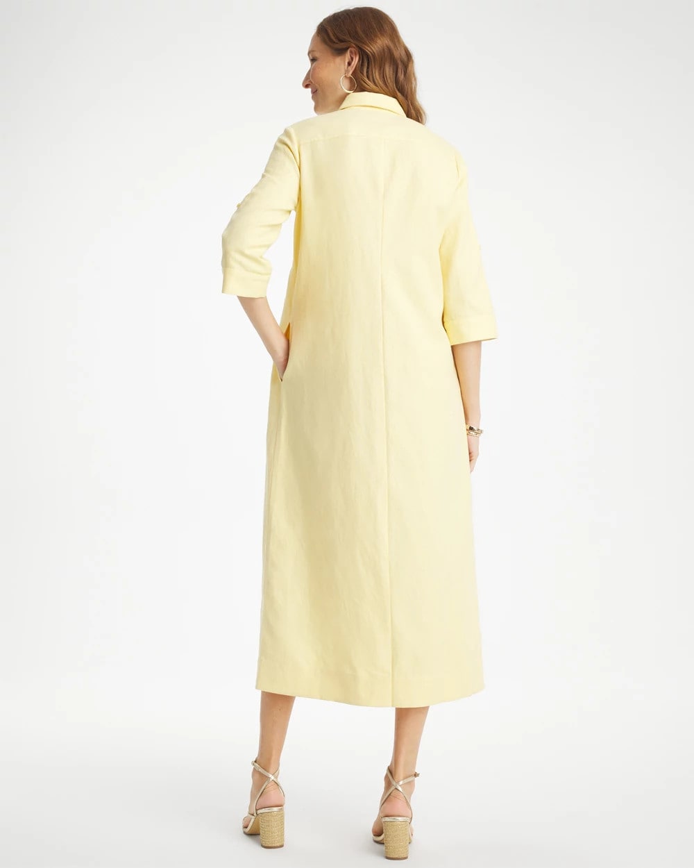 Chico's Value - Embellished Linen-Cotton Shirtdress Golden Haze