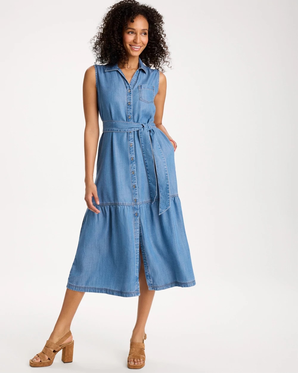Chico's Essential - Twill Denim Belted Shirtdress Indigo
