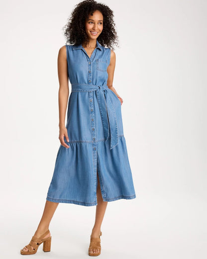 Chico's Essential - Twill Denim Belted Shirtdress Indigo