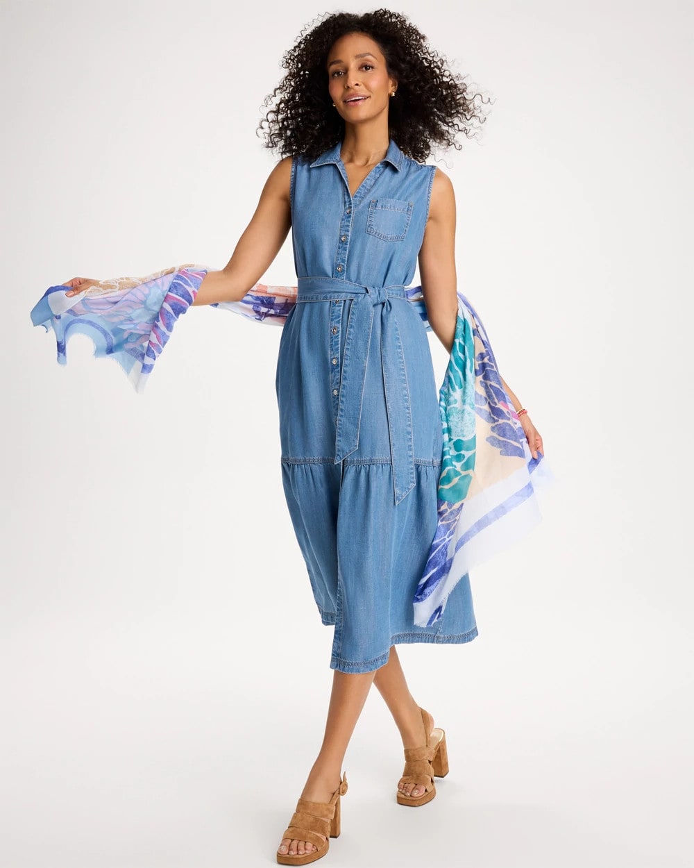 Chico's Essential - Twill Denim Belted Shirtdress Indigo