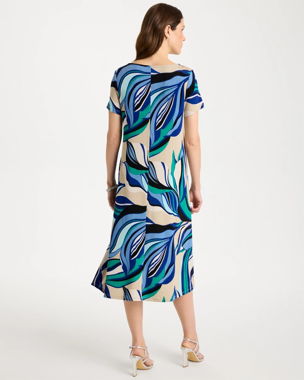 Chico's Signature - Travelers™ Marble Flora Swing Dress Rich Cobalt