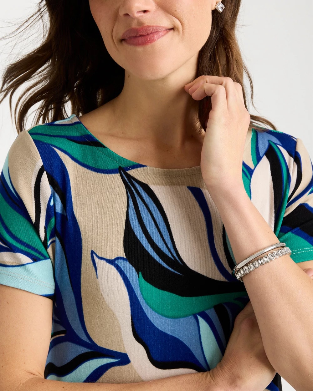 Chico's Signature - Travelers™ Marble Flora Swing Dress Rich Cobalt
