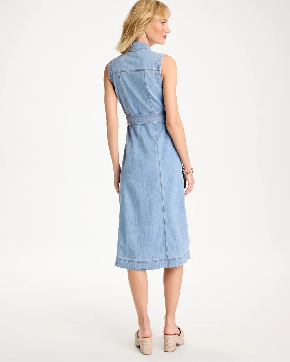 Chico's New - Sleeveless Denim Dress Medium Indigo Wash