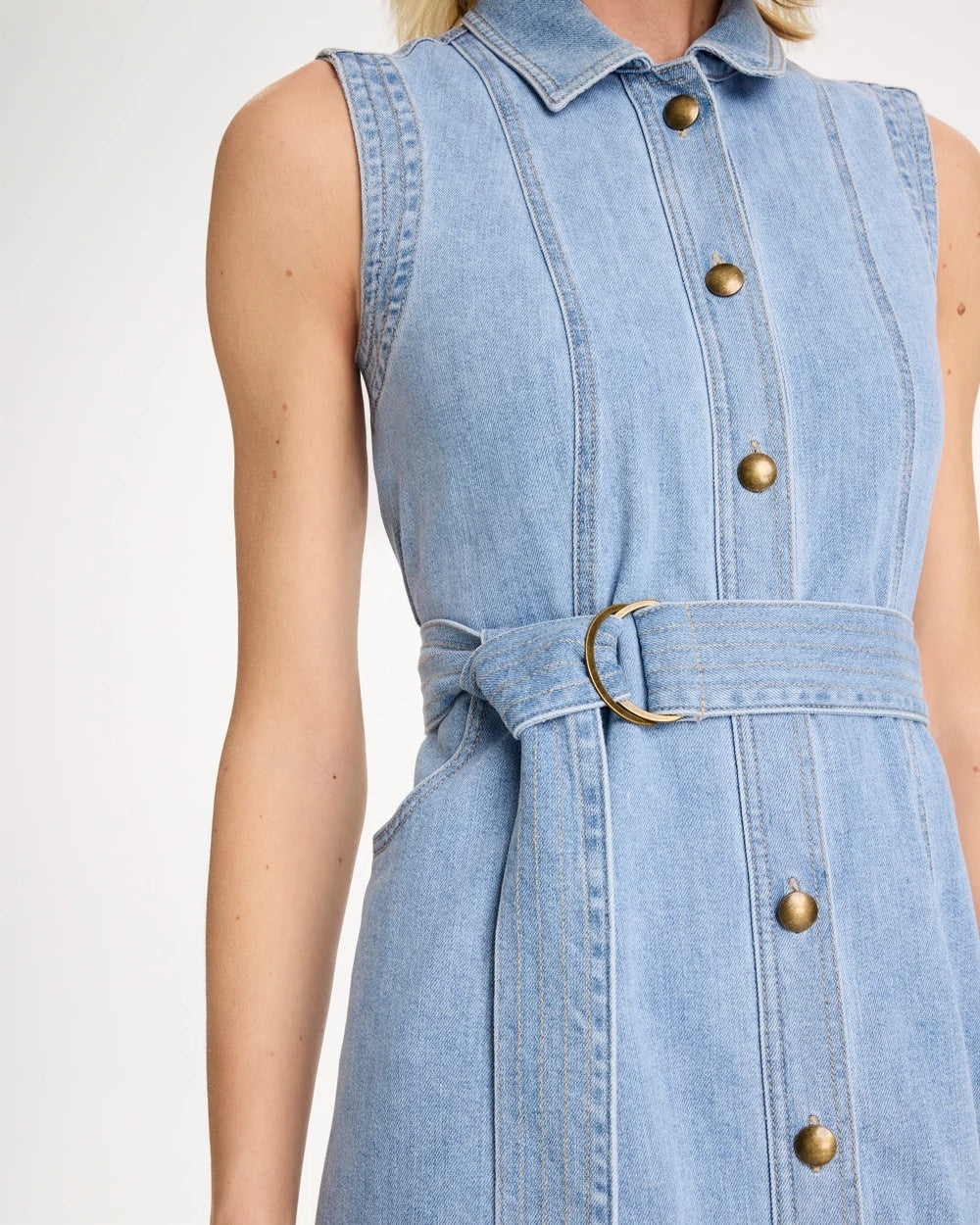 Chico's New - Sleeveless Denim Dress Medium Indigo Wash