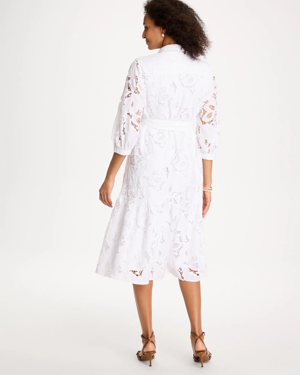 Chico's Great Value - Lace Cutout Belted Shirtdress Alabaster